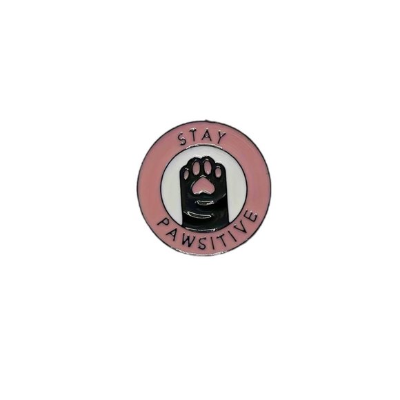 NEW! Stay Pawsitive Cat Paw Enamel Pin Pink Feline‎ - Picture 4 of 4